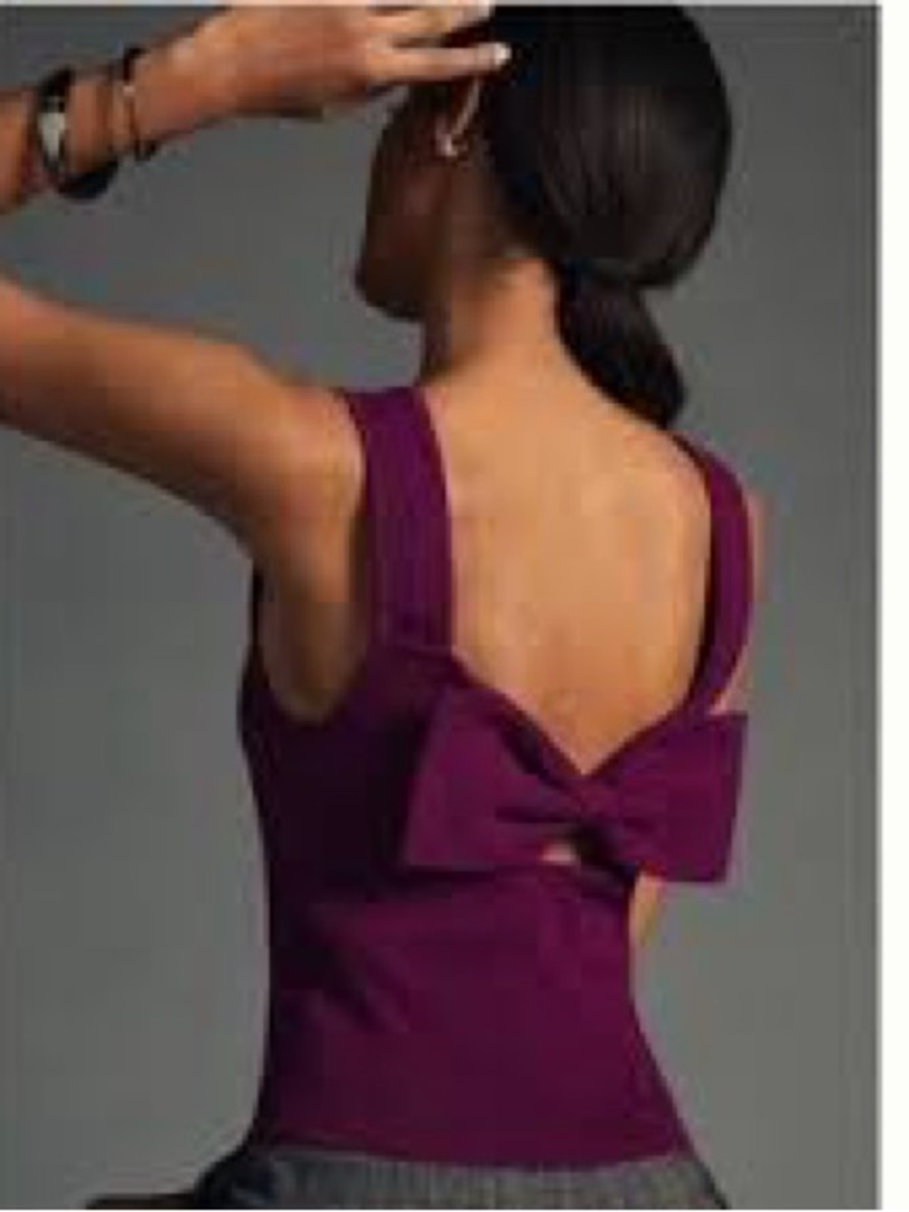 Maeve Anthropologie Plum Back Bow Knit Tank Top